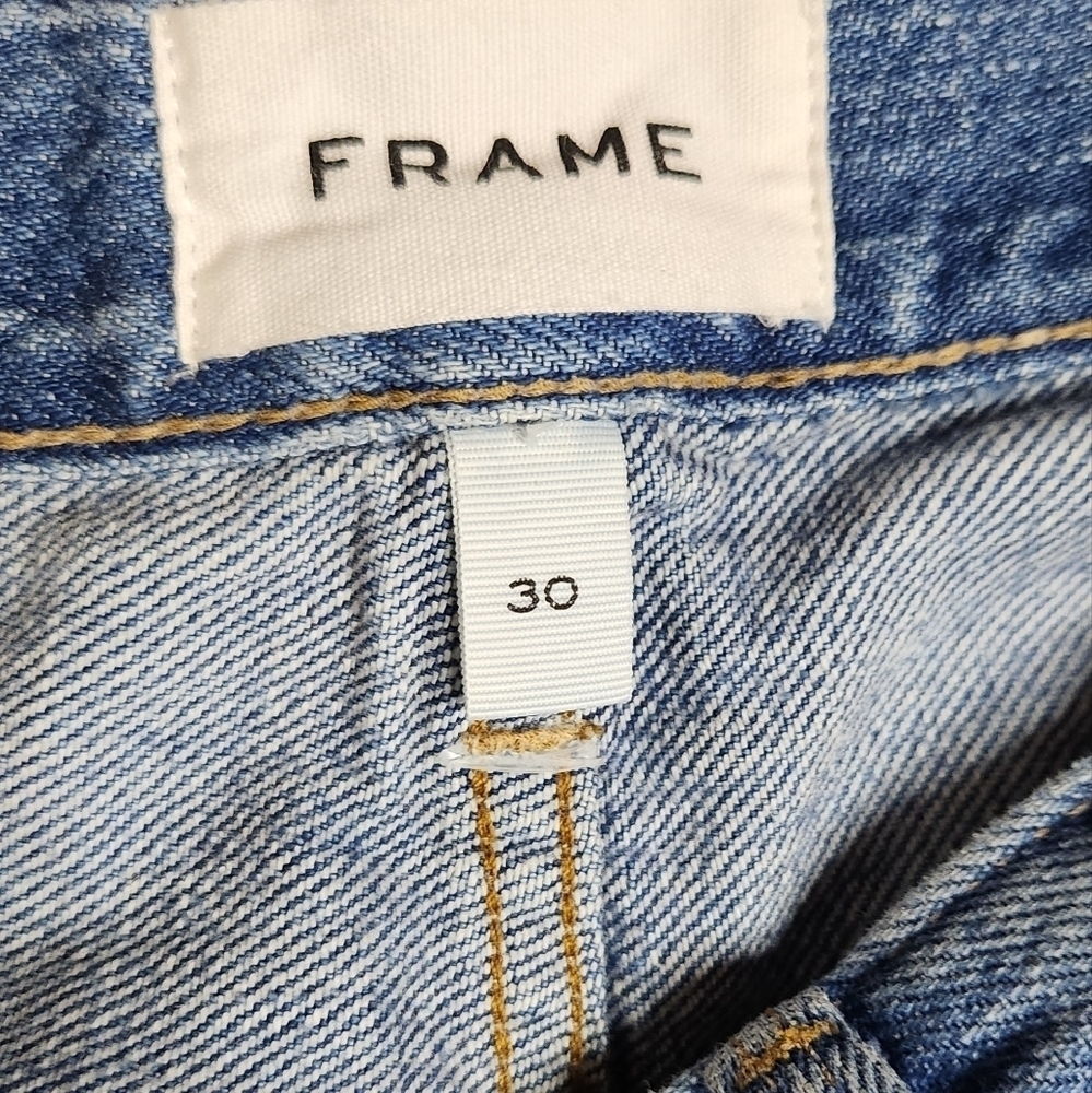 Frame Le Original Jeans Straight Leg High Rise Distressed Size 30 - Picture 5 of 9
